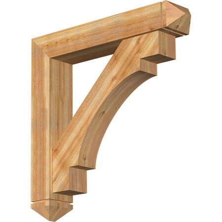 Ekena Millwork Merced Arts and Crafts Rough Sawn Bracket w/ Offset Brace, Western Red Cedar, 8"W x 44"D x 44"H BKT0806X44X44MRC03RWR